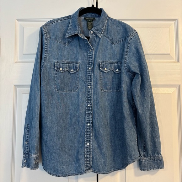 VTG Ralph Lauren Western Blue Denim Shirt with Pearl Buttons & Intricate Details - Picture 2 of 15